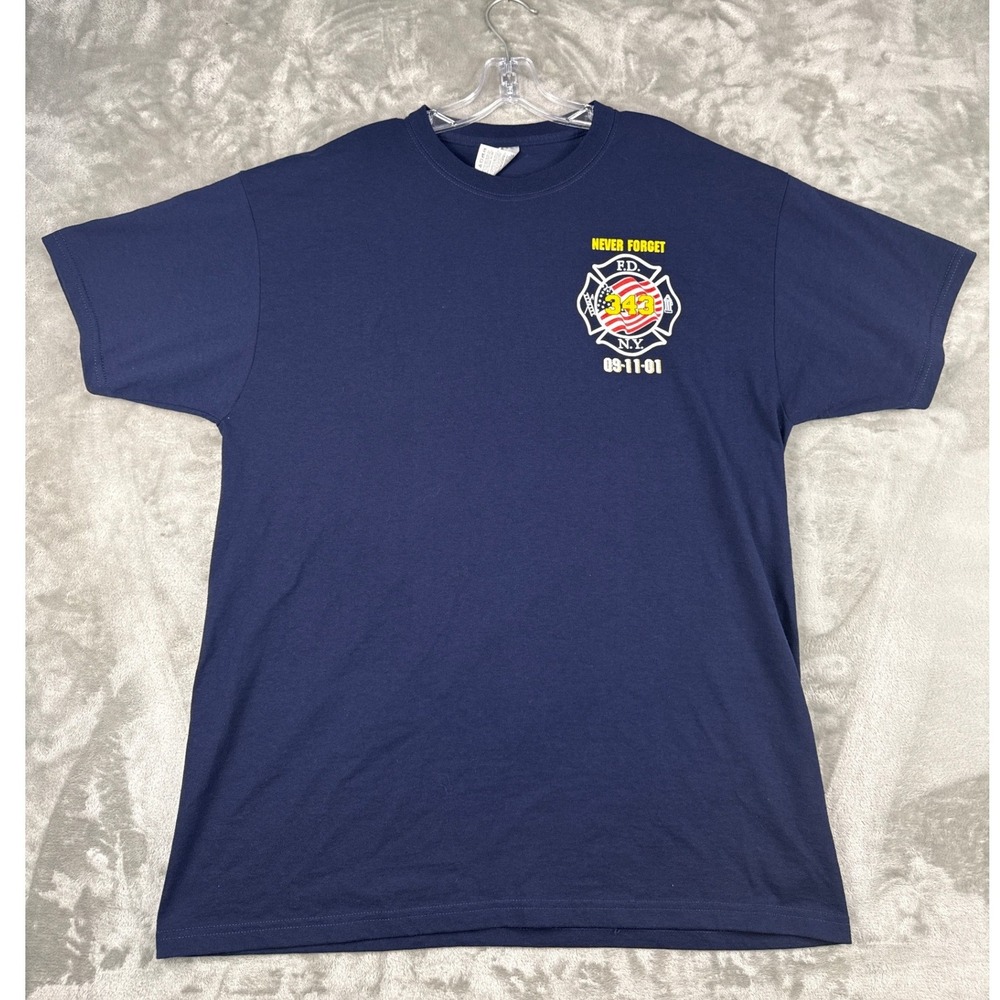 Fruit of the Loom Mens FDNY 343 Never‎ Forget 9-11-01 Memorial T-Shirt Navy XL